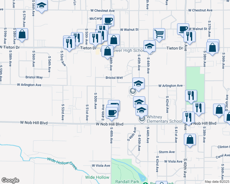 map of restaurants, bars, coffee shops, grocery stores, and more near 905 South 48th Avenue in Yakima