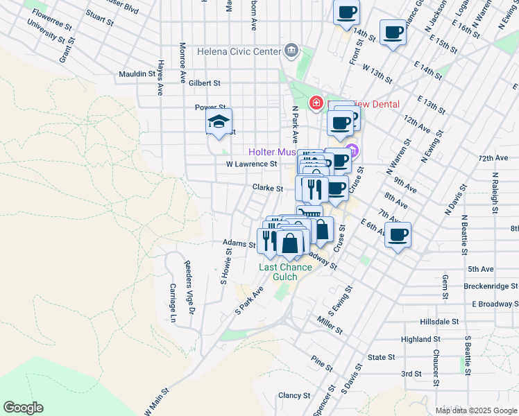 map of restaurants, bars, coffee shops, grocery stores, and more near 2 Washington Place in Helena