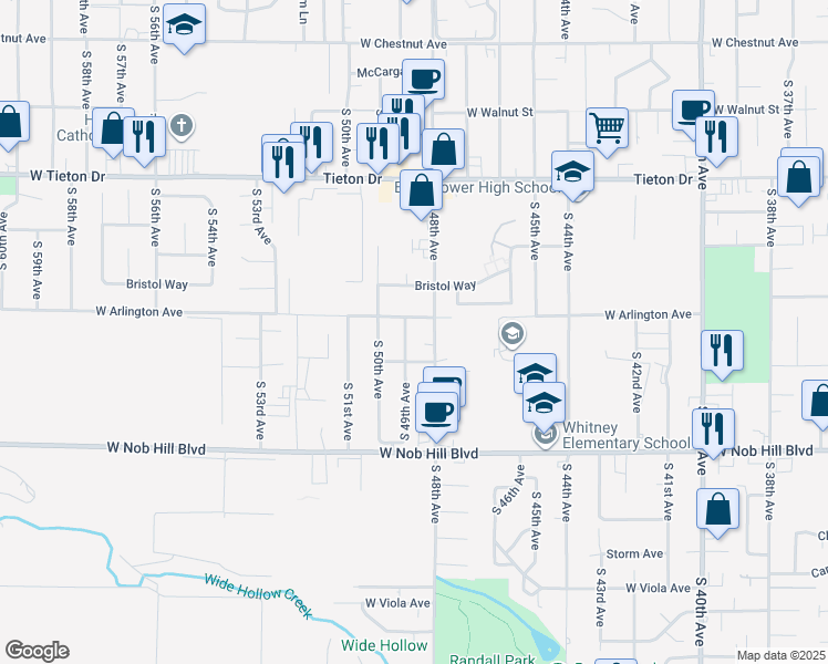 map of restaurants, bars, coffee shops, grocery stores, and more near 905 S 49th Ave in Yakima