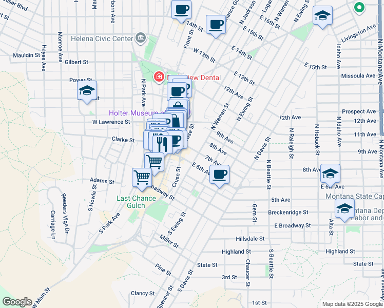 map of restaurants, bars, coffee shops, grocery stores, and more near 120 East 6th Avenue in Helena