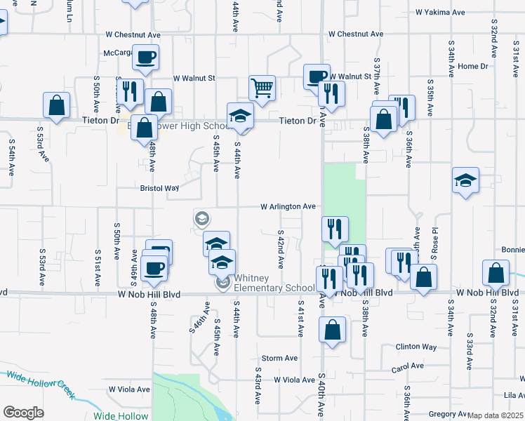 map of restaurants, bars, coffee shops, grocery stores, and more near 904 South 42nd Avenue in Yakima