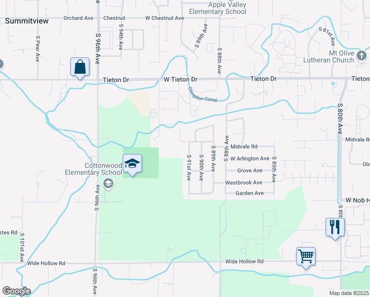 map of restaurants, bars, coffee shops, grocery stores, and more near 1002 South 91st Avenue in Yakima