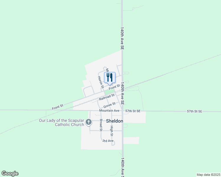 map of restaurants, bars, coffee shops, grocery stores, and more near 230 Front Street in Sheldon