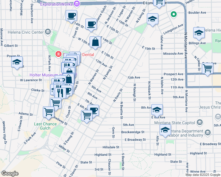 map of restaurants, bars, coffee shops, grocery stores, and more near 507 North Rodney Street in Helena