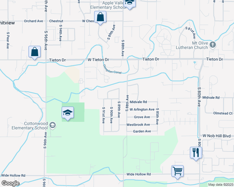 map of restaurants, bars, coffee shops, grocery stores, and more near in Yakima