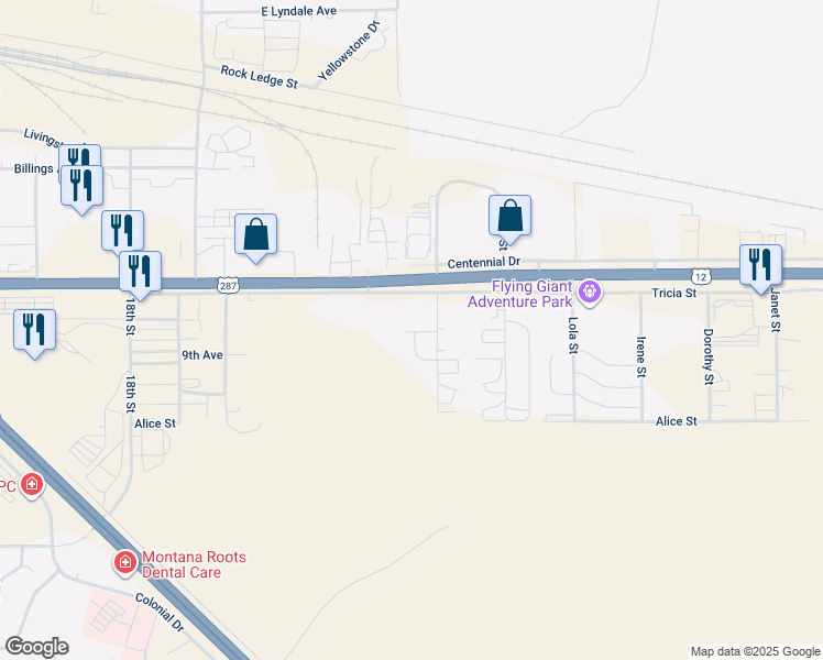 map of restaurants, bars, coffee shops, grocery stores, and more near 750 Shephard Way in Helena