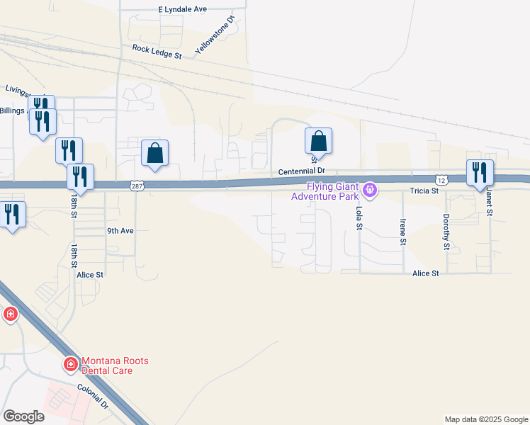 map of restaurants, bars, coffee shops, grocery stores, and more near 585 Shephard Way in Helena
