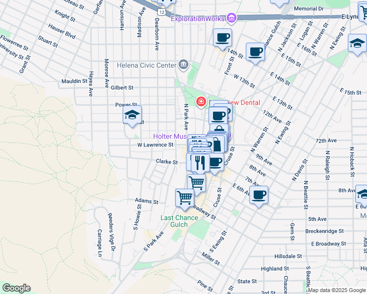 map of restaurants, bars, coffee shops, grocery stores, and more near in Helena