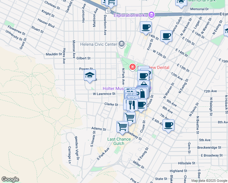map of restaurants, bars, coffee shops, grocery stores, and more near 404 North Benton Avenue in Helena