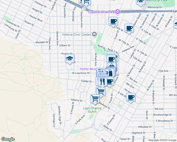 map of restaurants, bars, coffee shops, grocery stores, and more near 404 North Benton Avenue in Helena