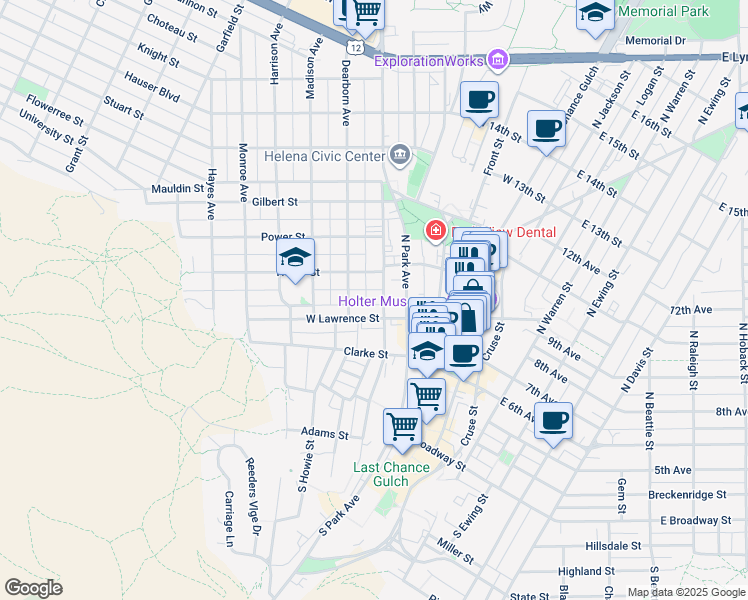 map of restaurants, bars, coffee shops, grocery stores, and more near 418 North Benton Avenue in Helena