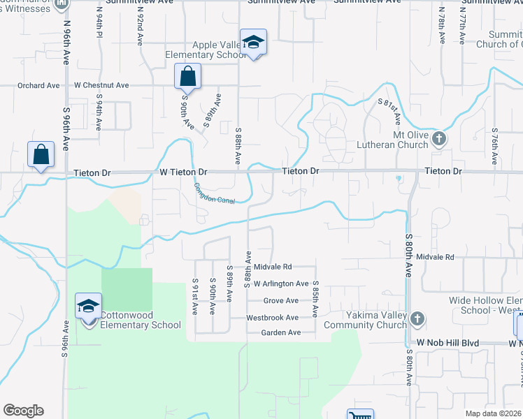 map of restaurants, bars, coffee shops, grocery stores, and more near 8710 MacLaren Avenue in Yakima