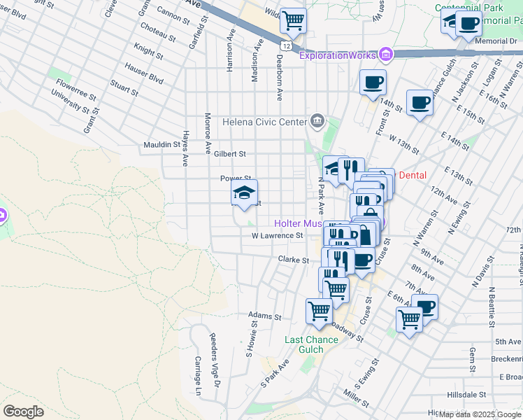 map of restaurants, bars, coffee shops, grocery stores, and more near 427 Holter Street in Helena