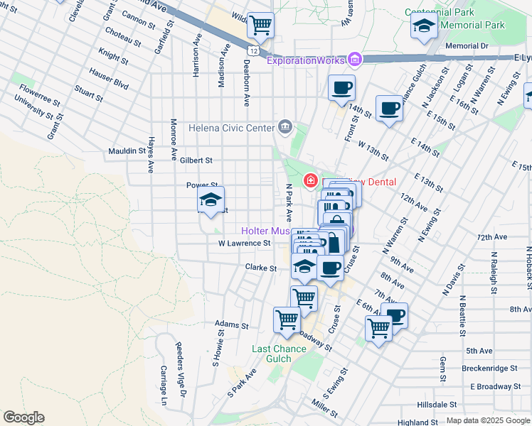 map of restaurants, bars, coffee shops, grocery stores, and more near 309 Holter Street in Helena