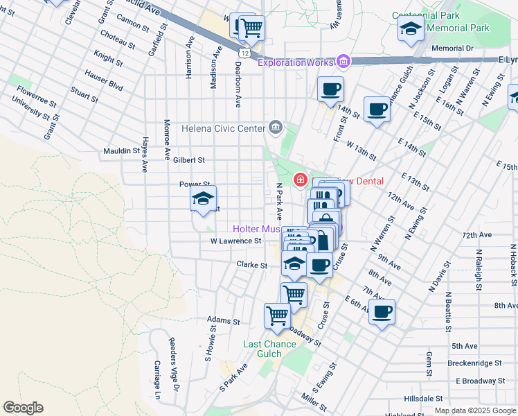 map of restaurants, bars, coffee shops, grocery stores, and more near 431 North Benton Avenue in Helena
