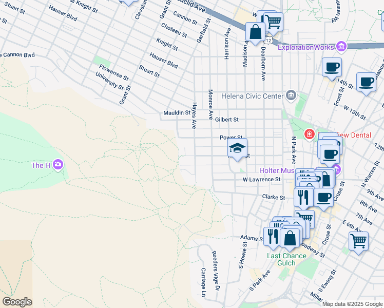 map of restaurants, bars, coffee shops, grocery stores, and more near in Helena