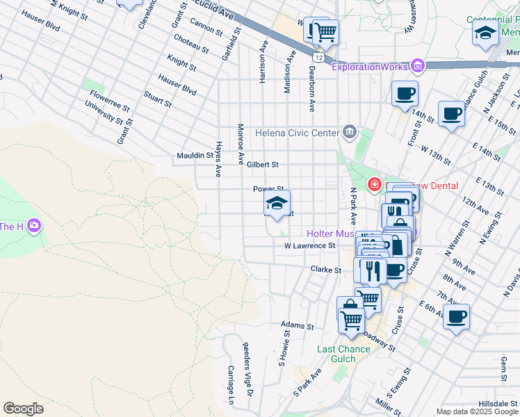 map of restaurants, bars, coffee shops, grocery stores, and more near 506 Harrison Avenue in Helena
