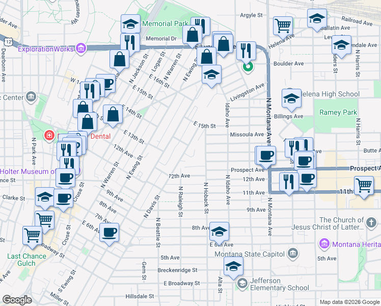 map of restaurants, bars, coffee shops, grocery stores, and more near 32 Spring Hollow Court in Helena
