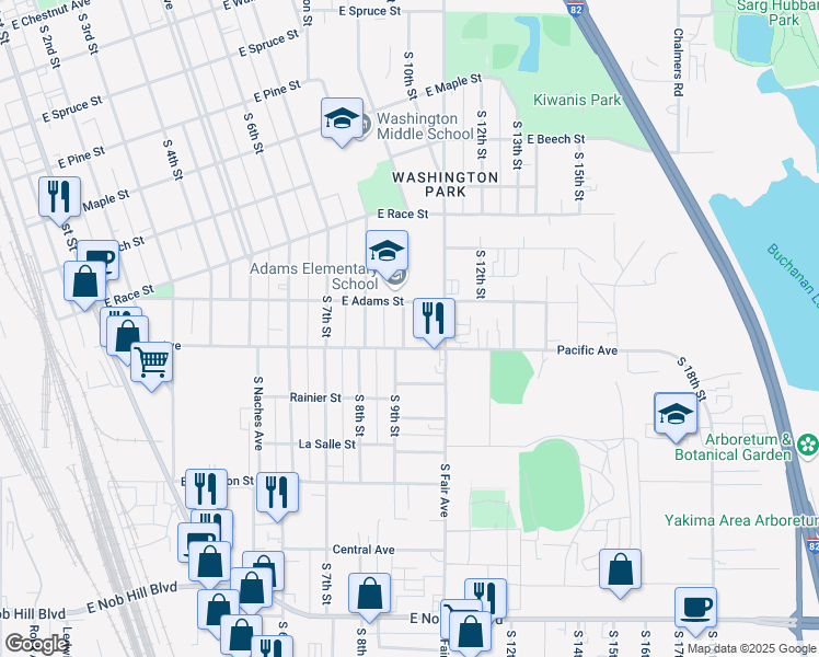 map of restaurants, bars, coffee shops, grocery stores, and more near 810 South 10th Street in Sunnyside