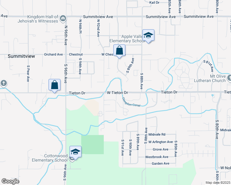 map of restaurants, bars, coffee shops, grocery stores, and more near 9000 West Tieton Drive in Yakima