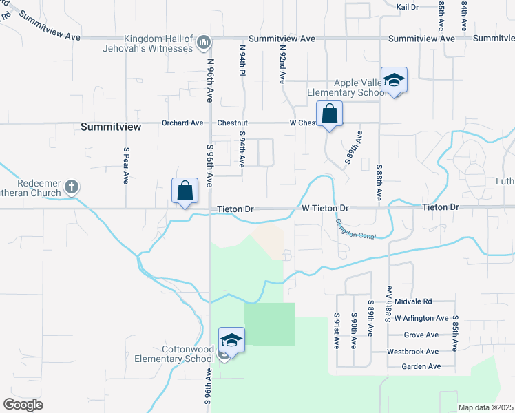 map of restaurants, bars, coffee shops, grocery stores, and more near 9305 West Tieton Drive in Yakima