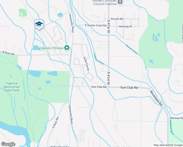 map of restaurants, bars, coffee shops, grocery stores, and more near Sun Country Pkwy in Yakima