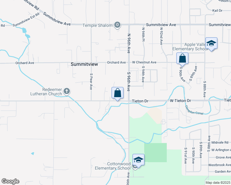 map of restaurants, bars, coffee shops, grocery stores, and more near 402 South 96th Avenue in Yakima