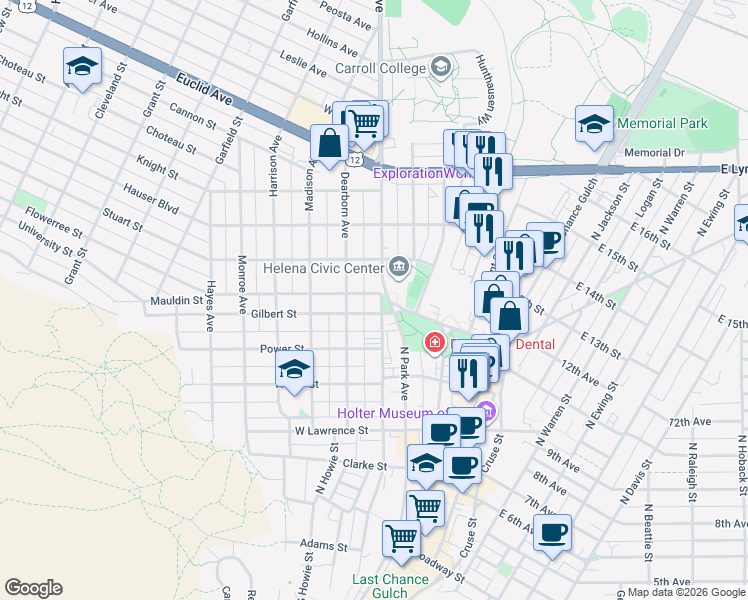 map of restaurants, bars, coffee shops, grocery stores, and more near 646 North Benton Avenue in Helena