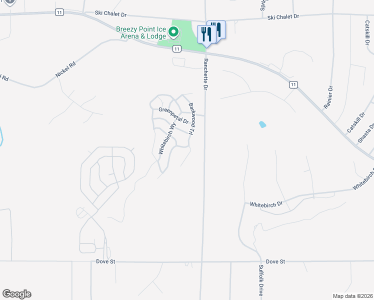 map of restaurants, bars, coffee shops, grocery stores, and more near 30481 North Birchwood Drive in Breezy Point
