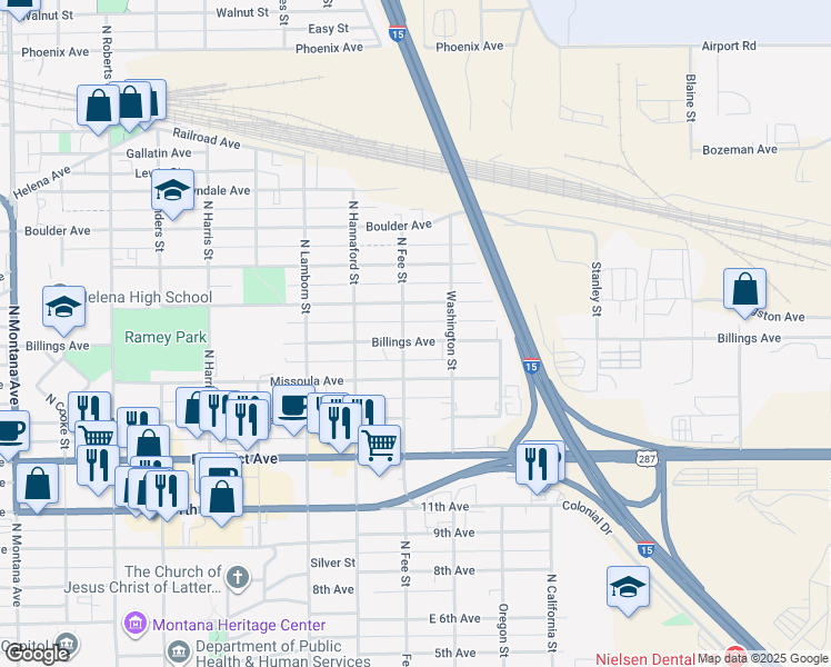 map of restaurants, bars, coffee shops, grocery stores, and more near 2008 Billings Avenue in Helena
