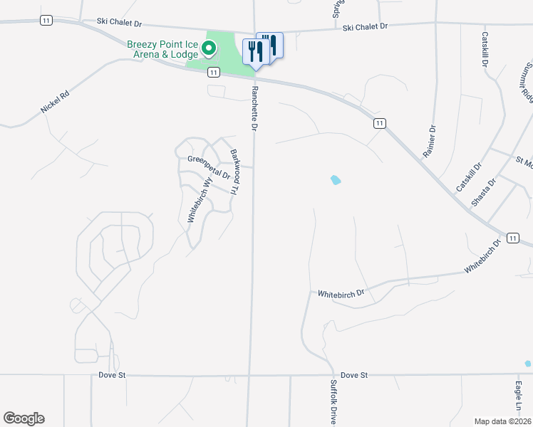 map of restaurants, bars, coffee shops, grocery stores, and more near 30476 North Birchwood Drive in Breezy Point