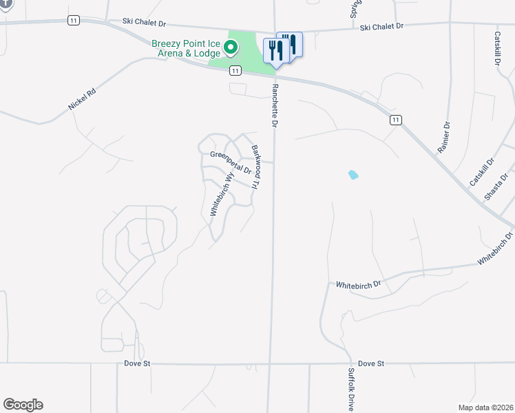 map of restaurants, bars, coffee shops, grocery stores, and more near 30476 North Birchwood Drive in Breezy Point
