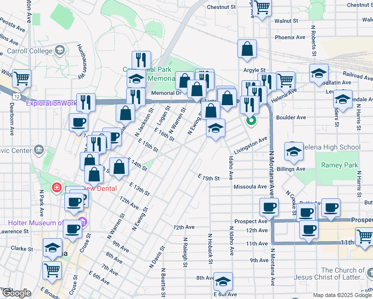 map of restaurants, bars, coffee shops, grocery stores, and more near in Helena