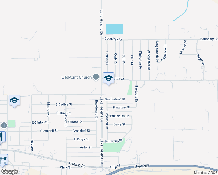 map of restaurants, bars, coffee shops, grocery stores, and more near 4010 Gradestake Street in East Helena