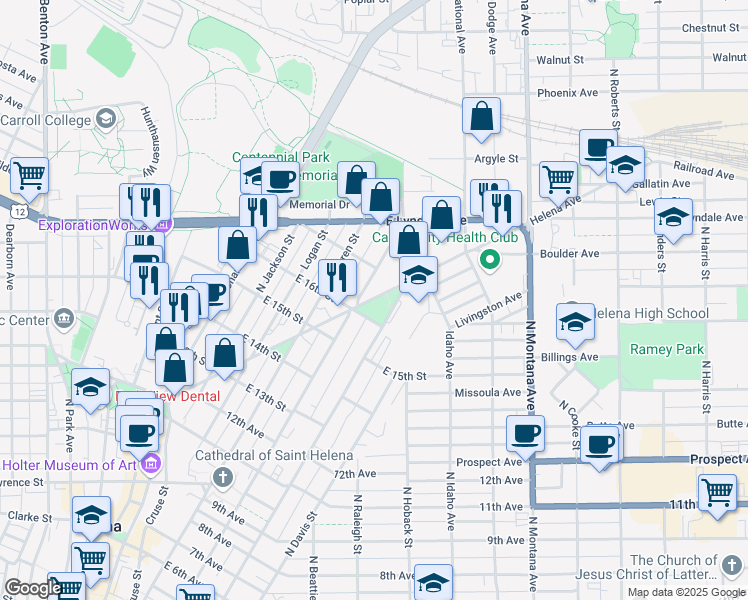 map of restaurants, bars, coffee shops, grocery stores, and more near 1001-1045 Helena Avenue in Helena