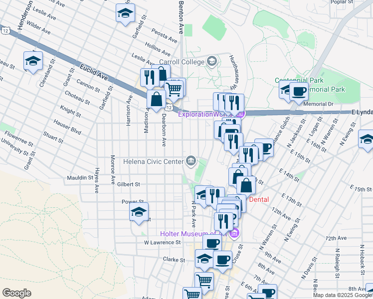 map of restaurants, bars, coffee shops, grocery stores, and more near 807 North Benton Avenue in Helena