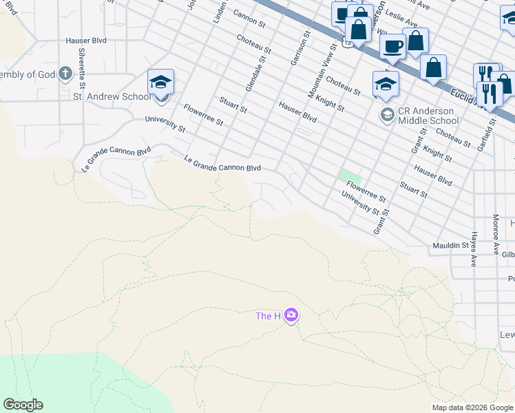 map of restaurants, bars, coffee shops, grocery stores, and more near 1501 Mount Helena Drive in Helena