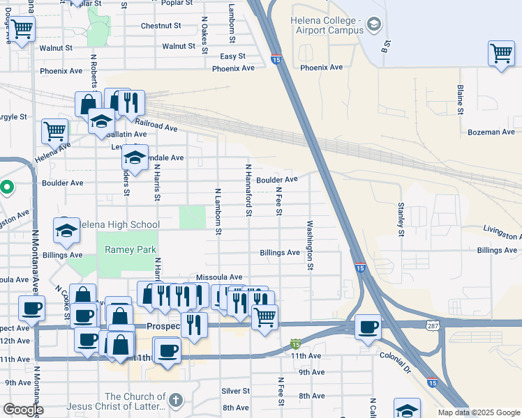 map of restaurants, bars, coffee shops, grocery stores, and more near 1911 Livingston Avenue in Helena