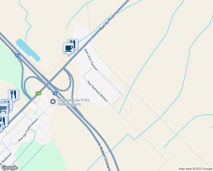 map of restaurants, bars, coffee shops, grocery stores, and more near 175 Boulevard Léon Vachon in Saint-Lambert-de-Lauzon