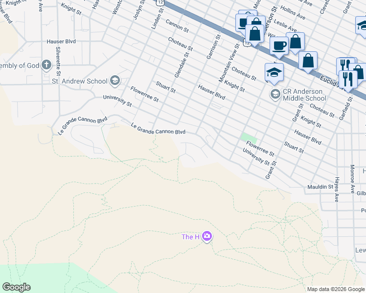 map of restaurants, bars, coffee shops, grocery stores, and more near 1501 Mount Helena Drive in Helena