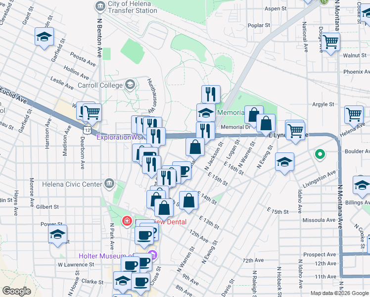 map of restaurants, bars, coffee shops, grocery stores, and more near in Helena