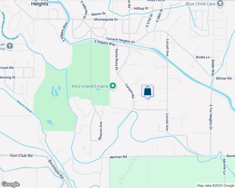 map of restaurants, bars, coffee shops, grocery stores, and more near 515 Santa Roza Drive in Yakima