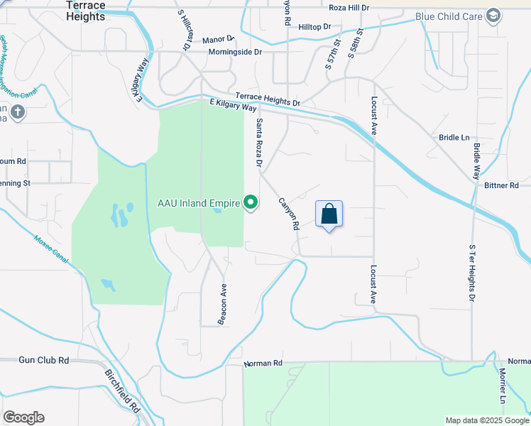map of restaurants, bars, coffee shops, grocery stores, and more near 515 Santa Roza Drive in Yakima