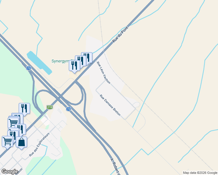 map of restaurants, bars, coffee shops, grocery stores, and more near 133 Boulevard Léon Vachon in Saint-Lambert-de-Lauzon
