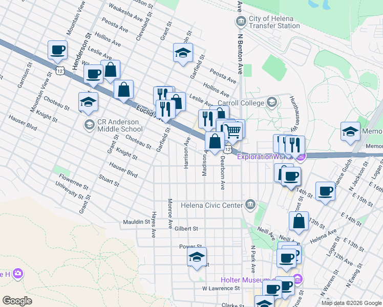 map of restaurants, bars, coffee shops, grocery stores, and more near 519 Knight Street in Helena