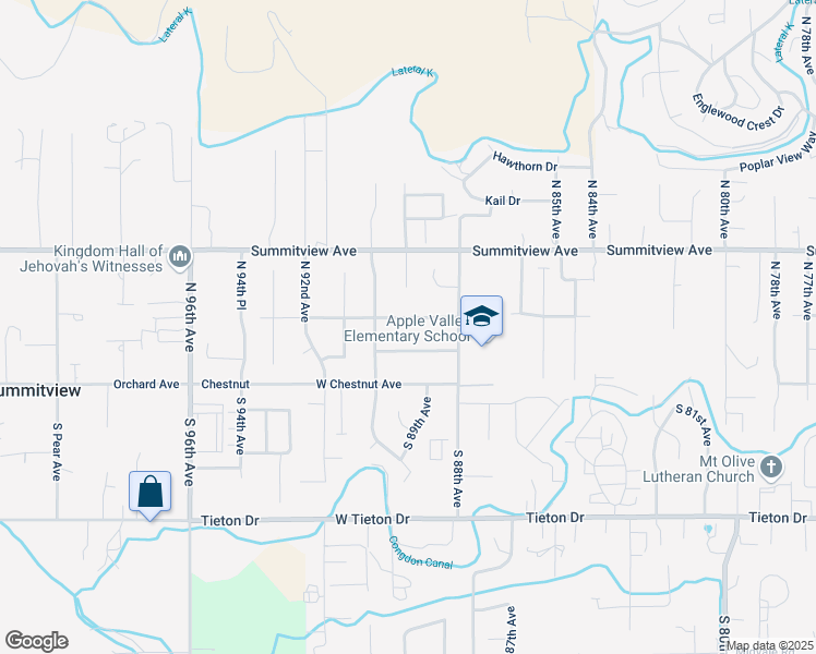 map of restaurants, bars, coffee shops, grocery stores, and more near 8904 West Barge Street in Yakima