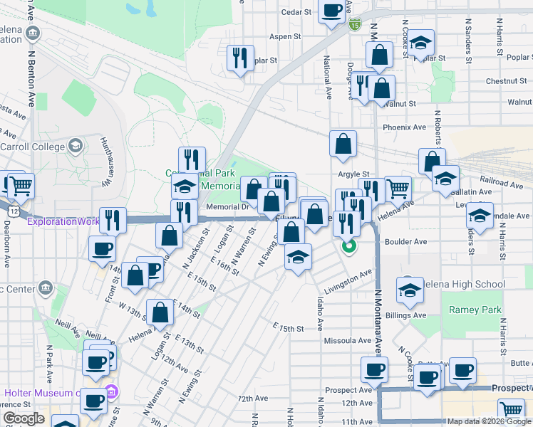 map of restaurants, bars, coffee shops, grocery stores, and more near 204 East Lyndale Avenue in Helena