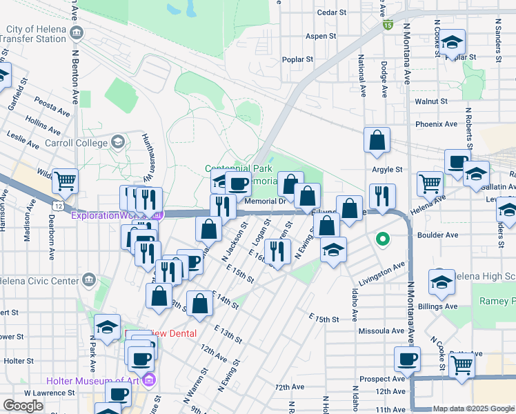 map of restaurants, bars, coffee shops, grocery stores, and more near 30 East Lyndale Avenue in Helena