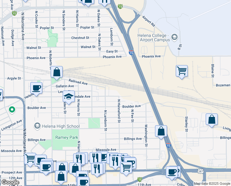 map of restaurants, bars, coffee shops, grocery stores, and more near 1820 East Lyndale Avenue in Helena