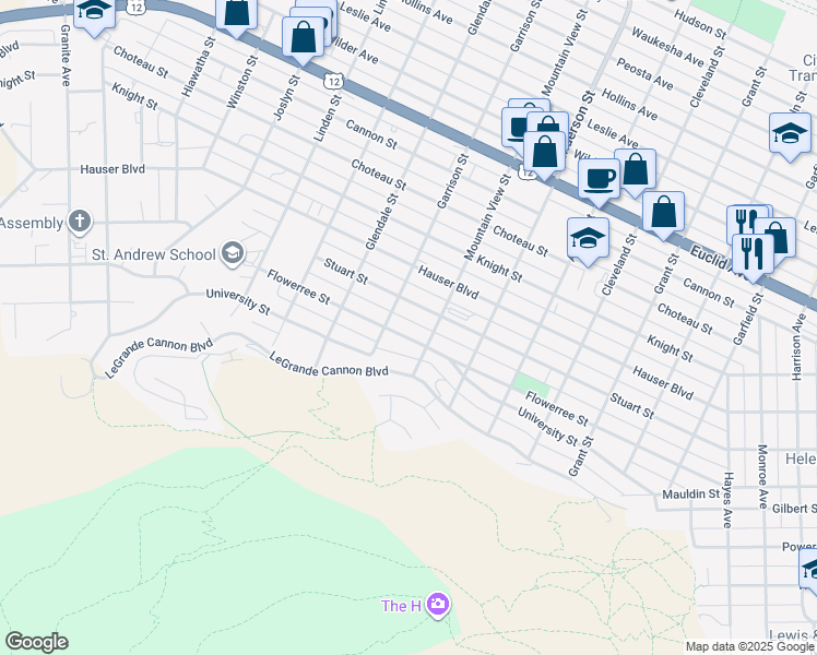 map of restaurants, bars, coffee shops, grocery stores, and more near 1511 Stuart St in Helena